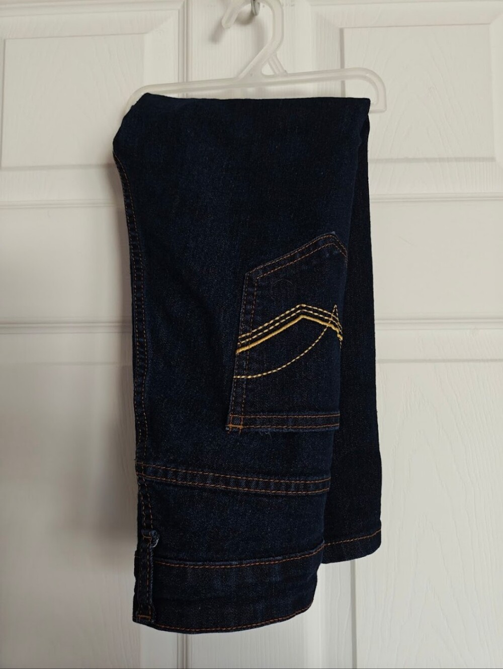 Dark Wash Denim Skirt with Contrast Stitching